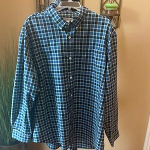 Duluth Trading Blue and Yellow Plaid Button Down Shirt